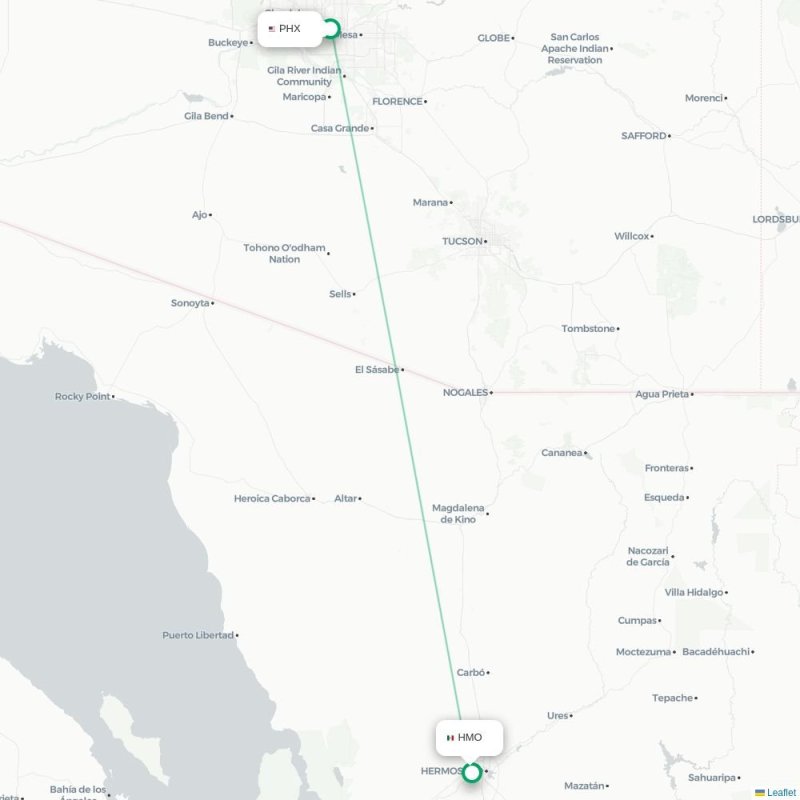PHX - HMO route map