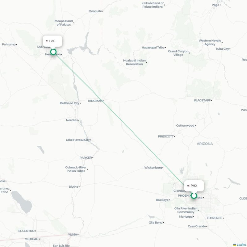 PHX - LAS route map