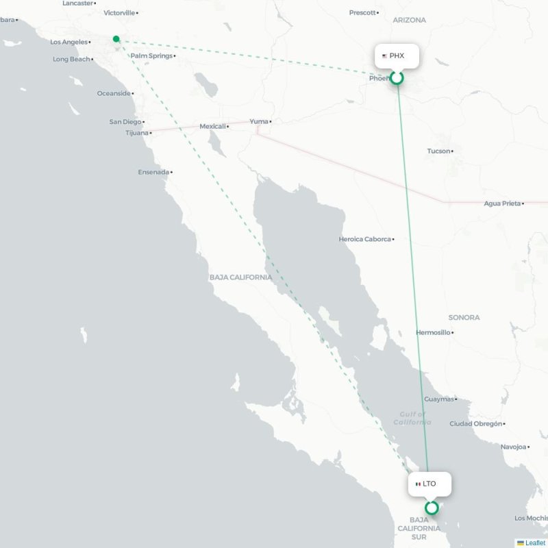PHX - LTO route map
