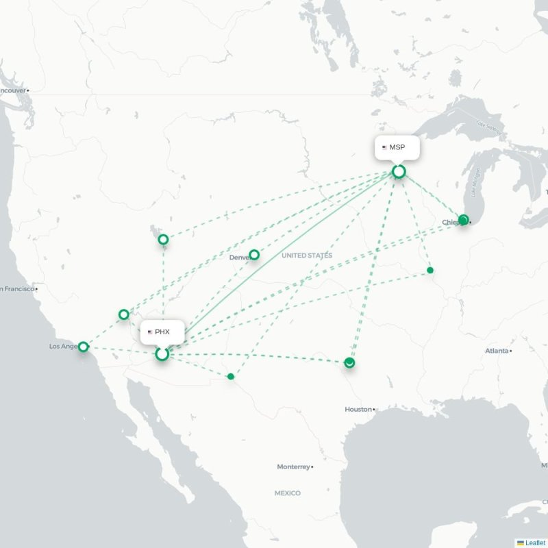PHX - MSP route map