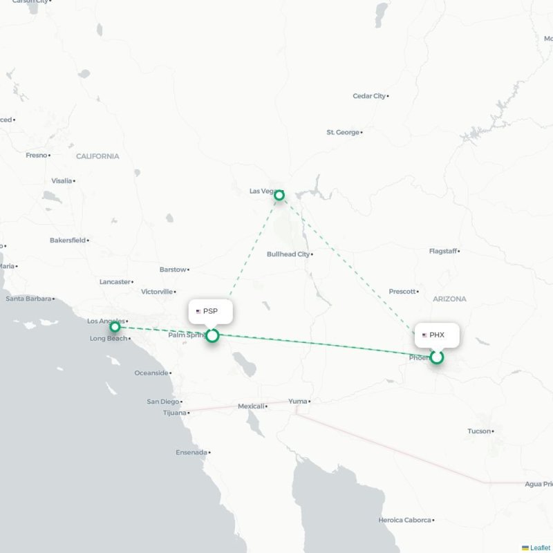 PHX - PSP route map