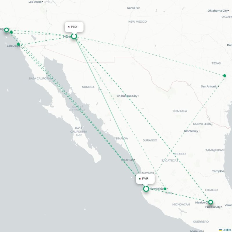 PHX - PVR route map