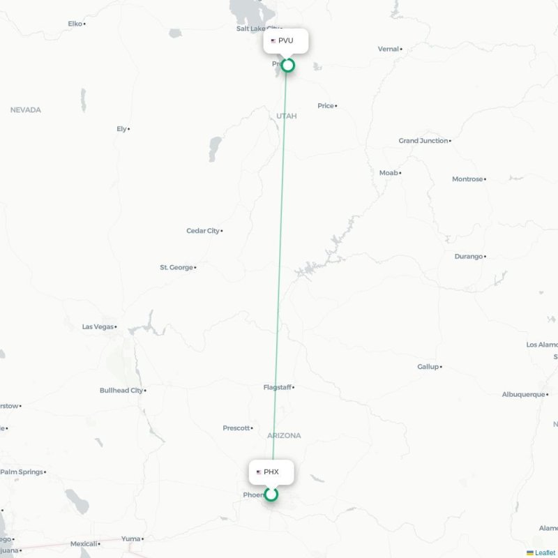 PHX - PVU route map