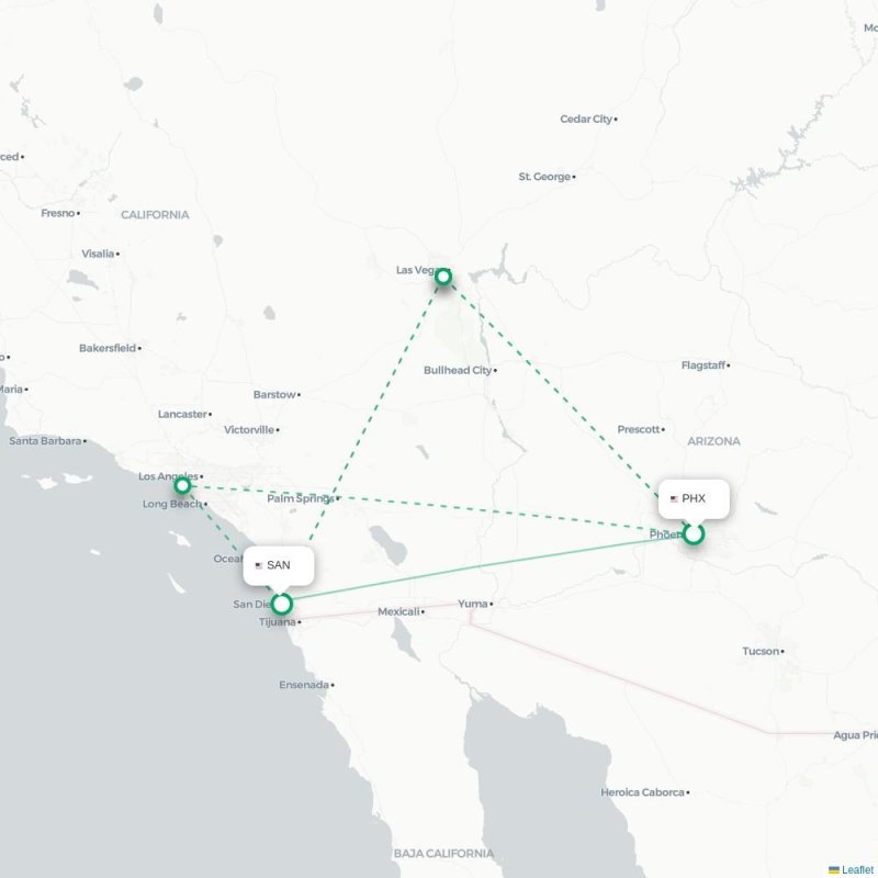 PHX - SAN route map