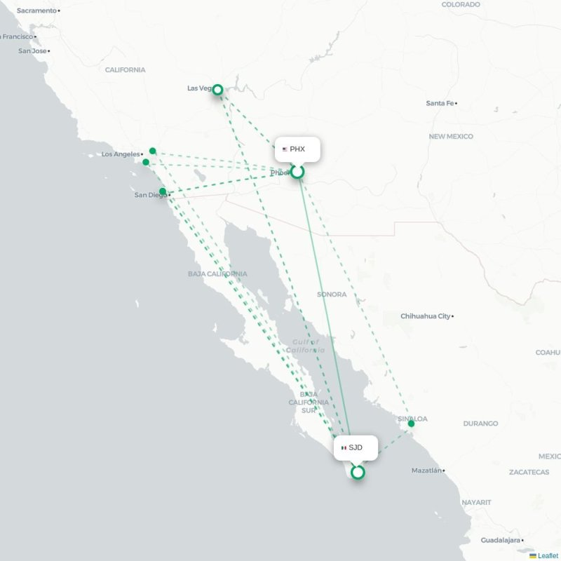 PHX - SJD route map