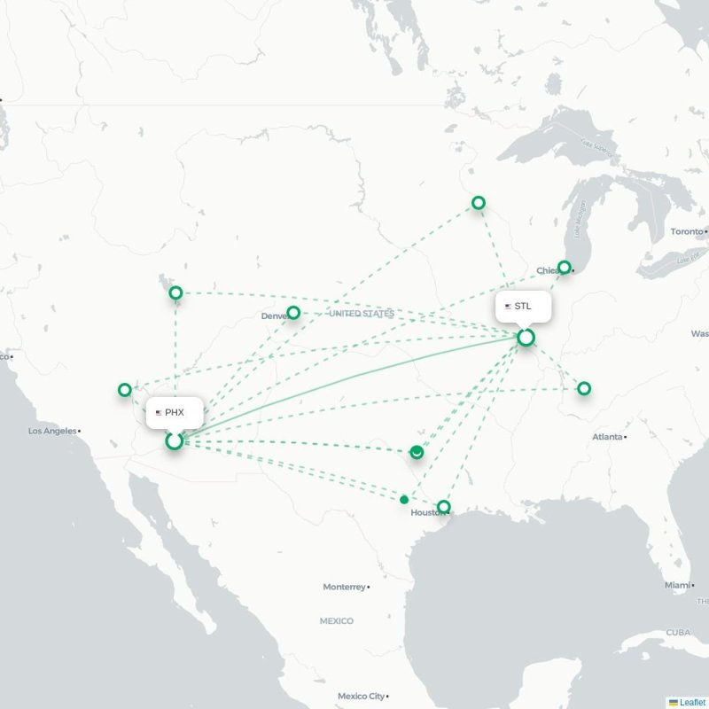 PHX - STL route map