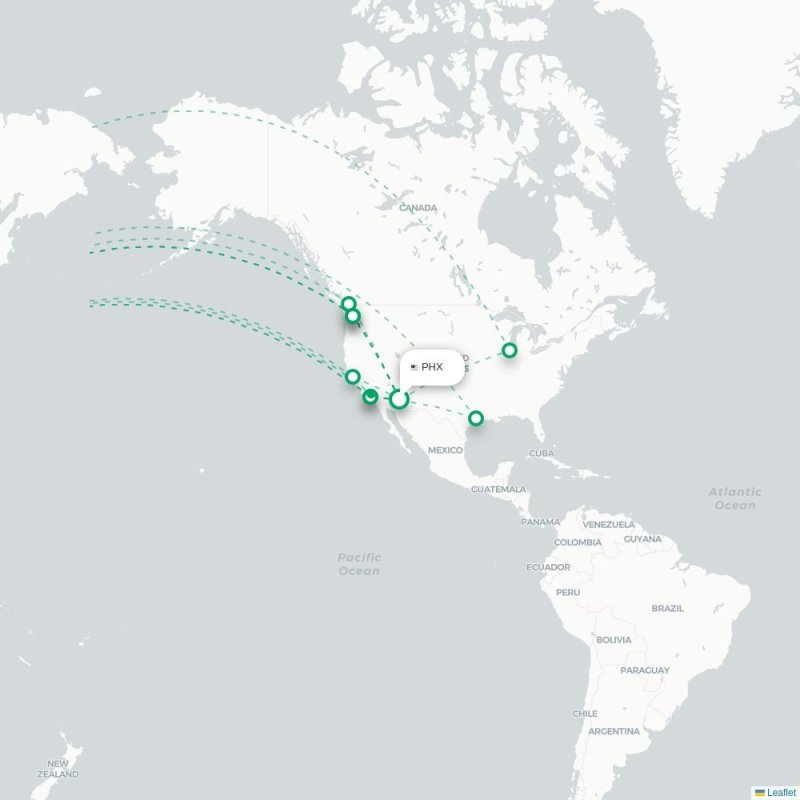 PHX - TPE route map
