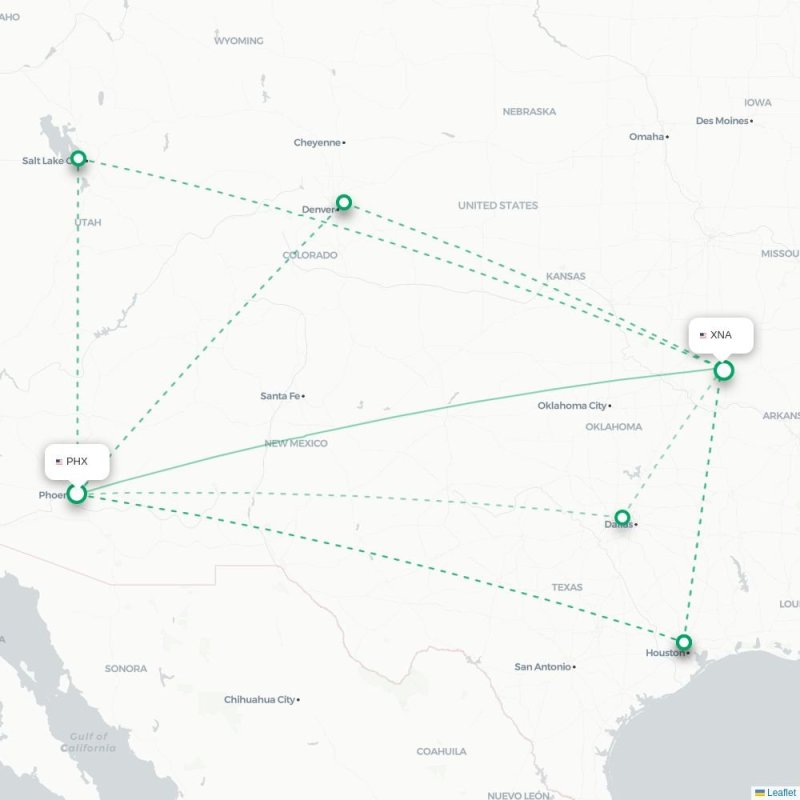 PHX - XNA route map