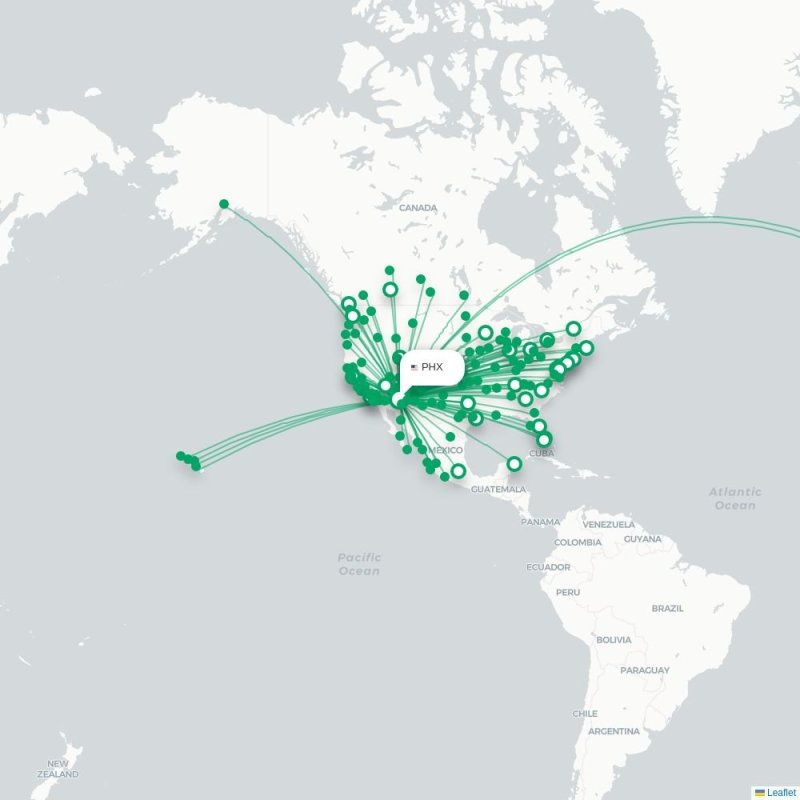 PHX - YUL route map
