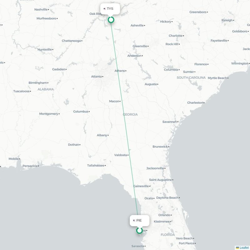 PIE - TYS route map