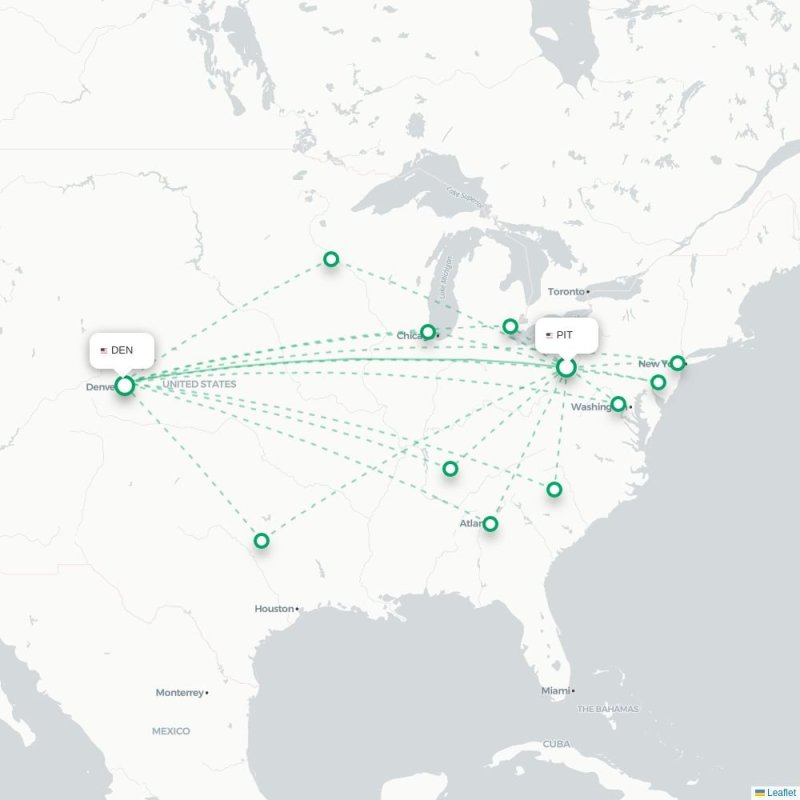 PIT - DEN route map