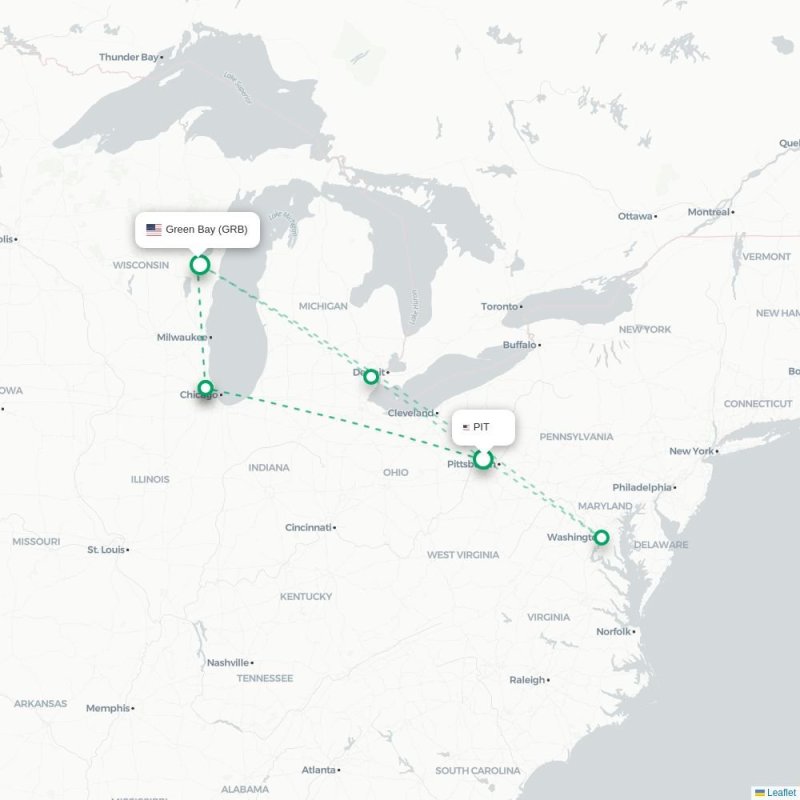 PIT - GRB route map