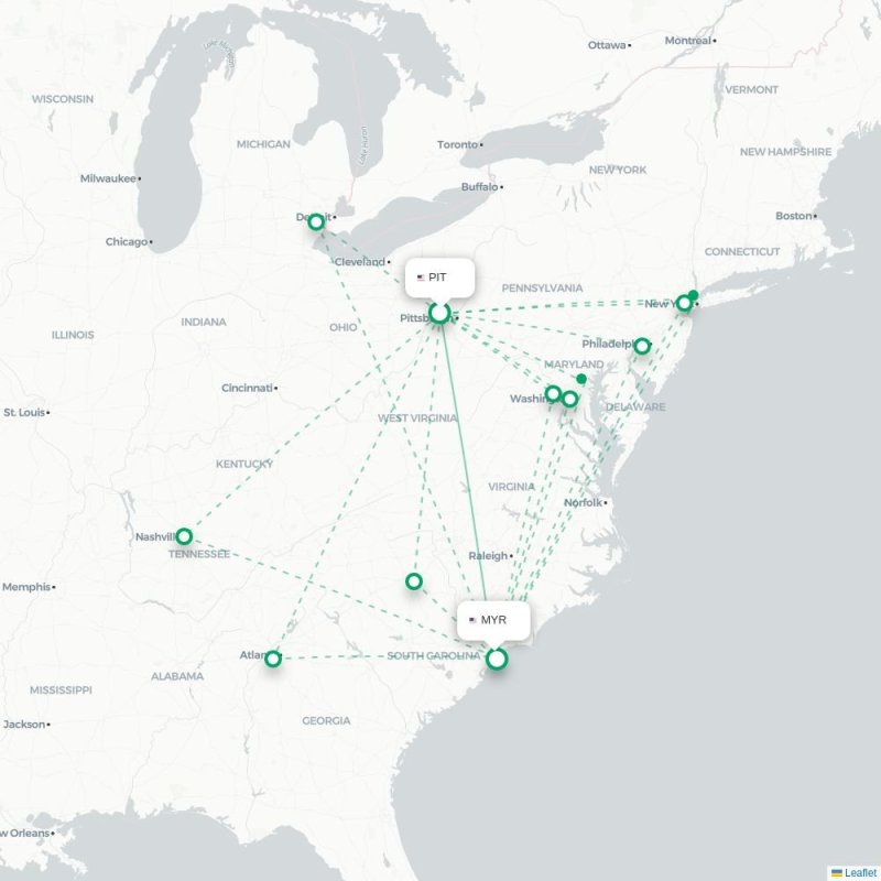 PIT - MYR route map