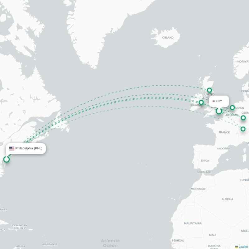 PIT - PHL route map