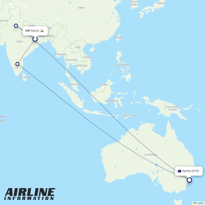 PKE - SYD route map