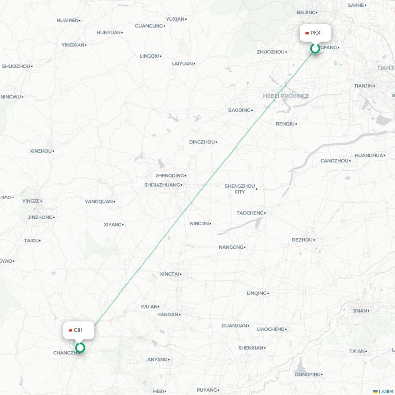 PKX - CIH route map