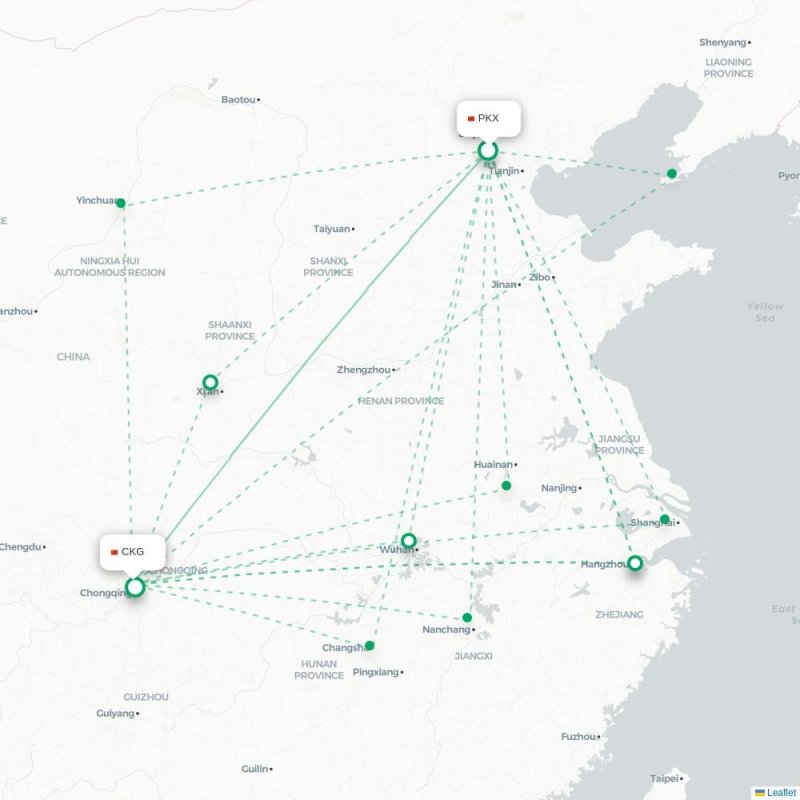 PKX - CKG route map