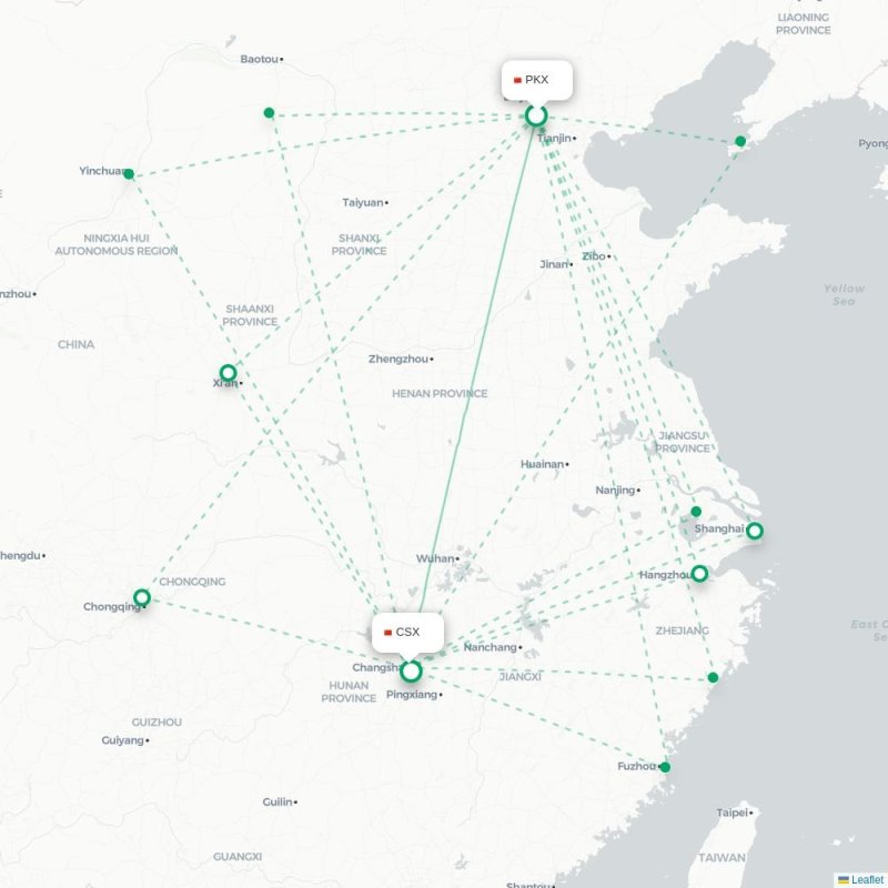 PKX - CSX route map