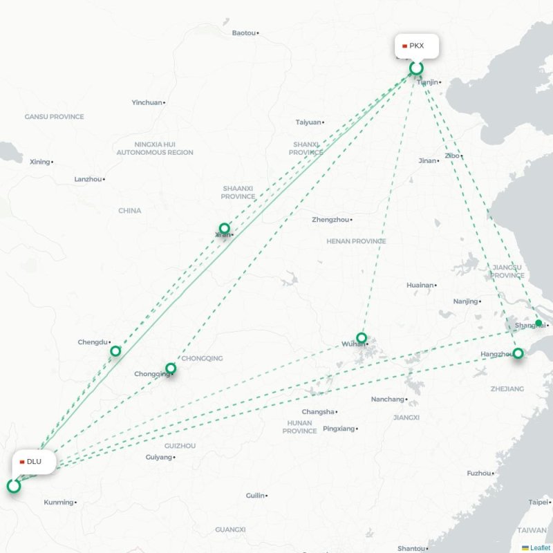 PKX - DLU route map