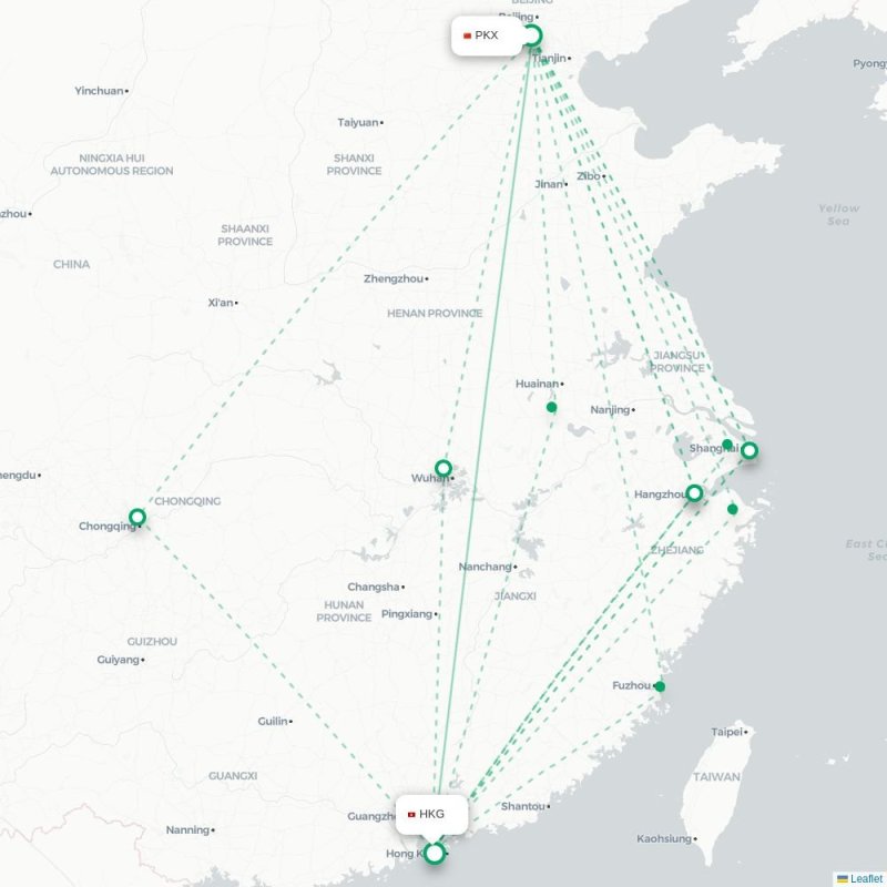 PKX - HKG route map