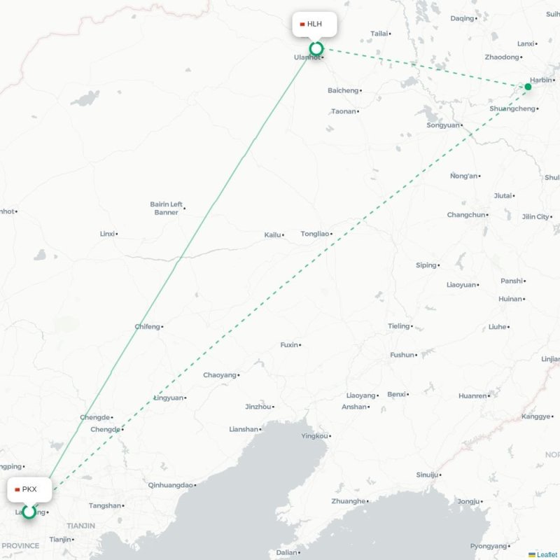 PKX - HLH route map