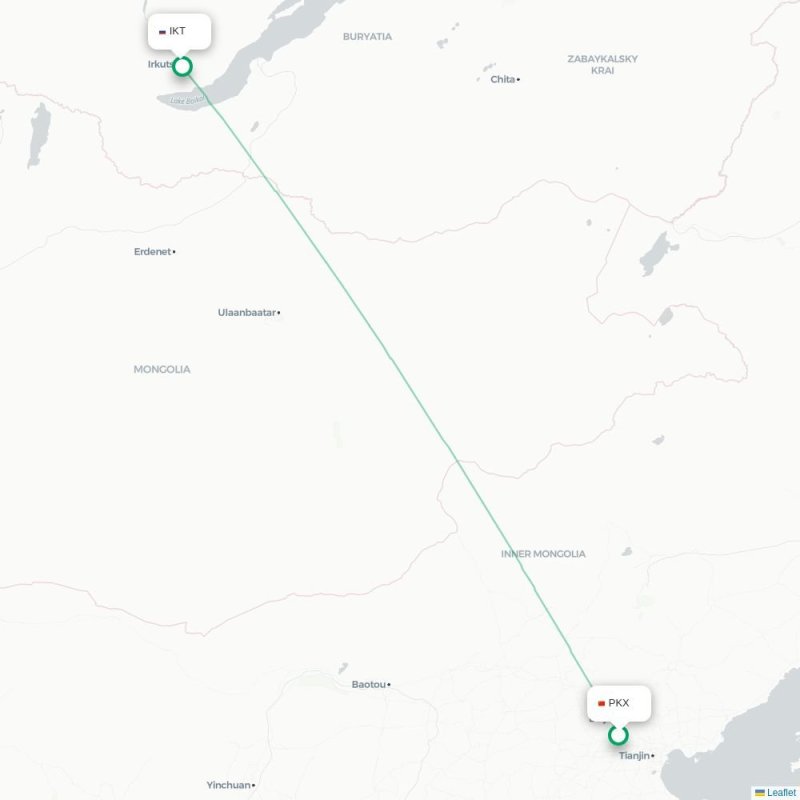 PKX - IKT route map