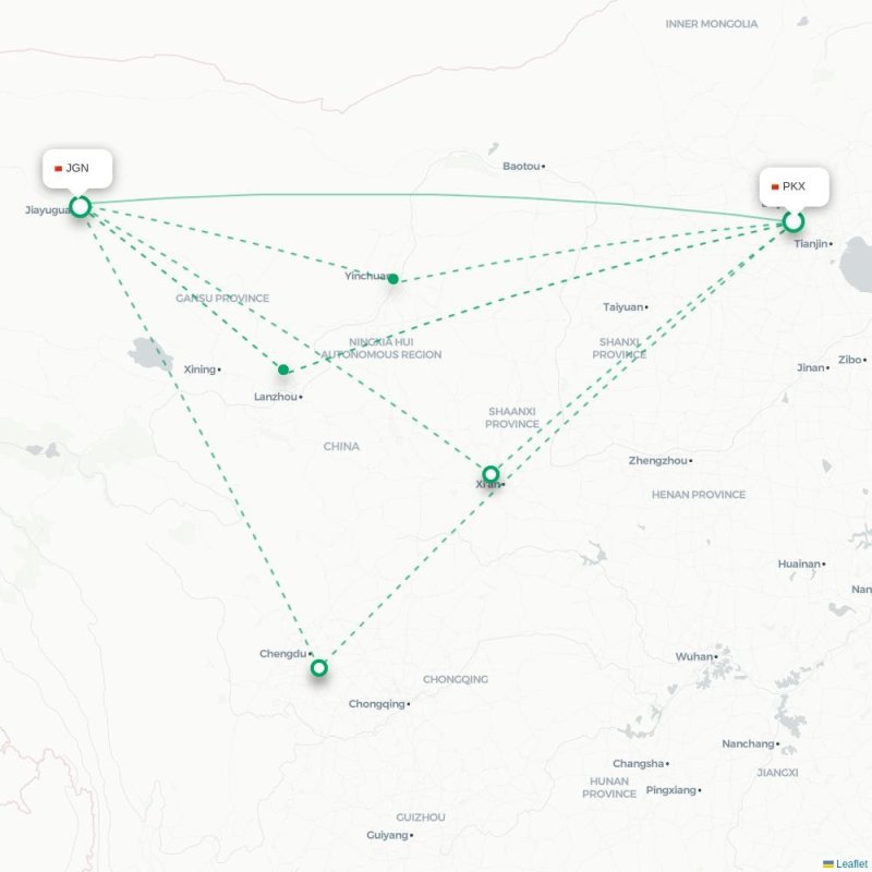 PKX - JGN route map