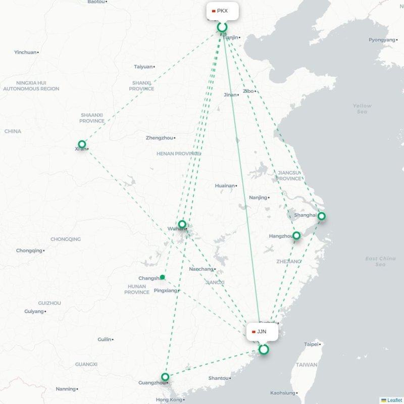 PKX - JJN route map