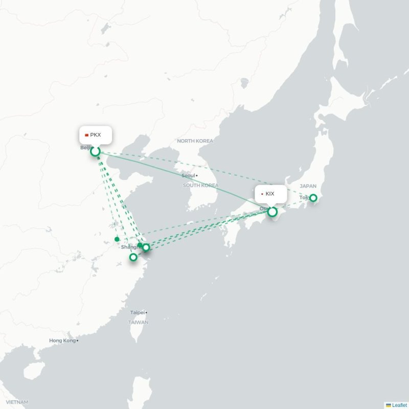 PKX - KIX route map