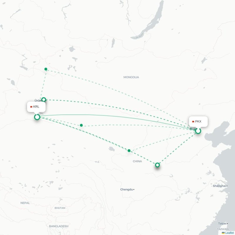 PKX - KRL route map