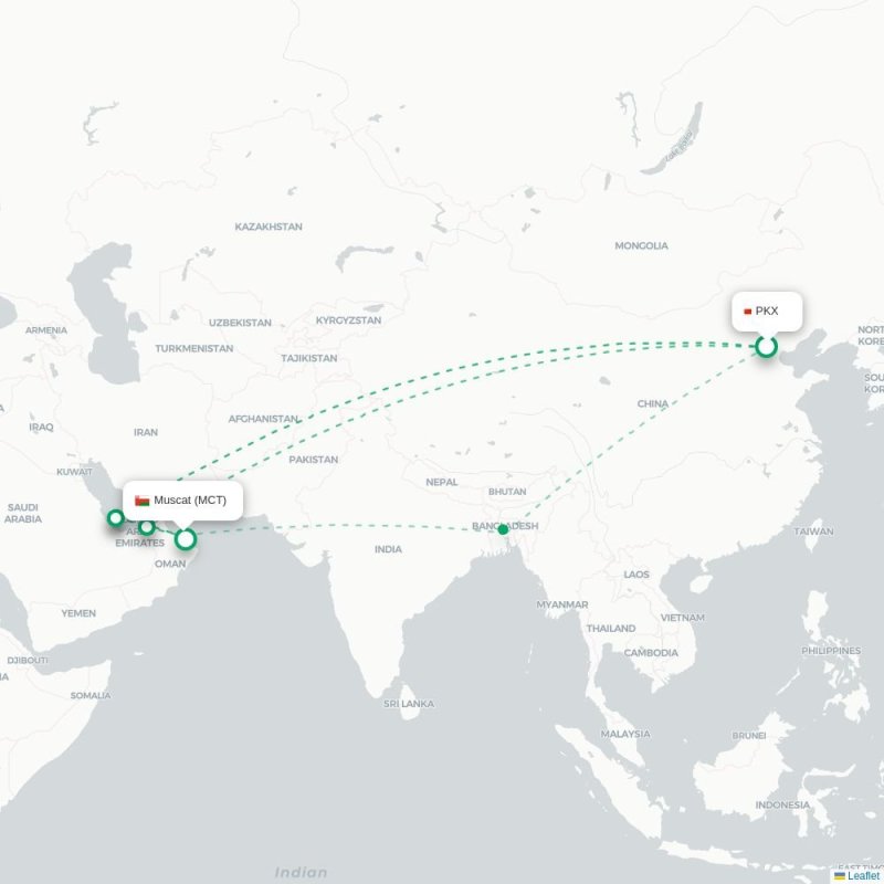 PKX - MCT route map