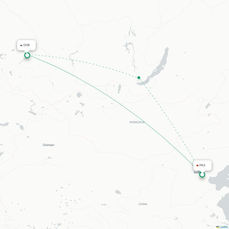 PKX - OVB route map