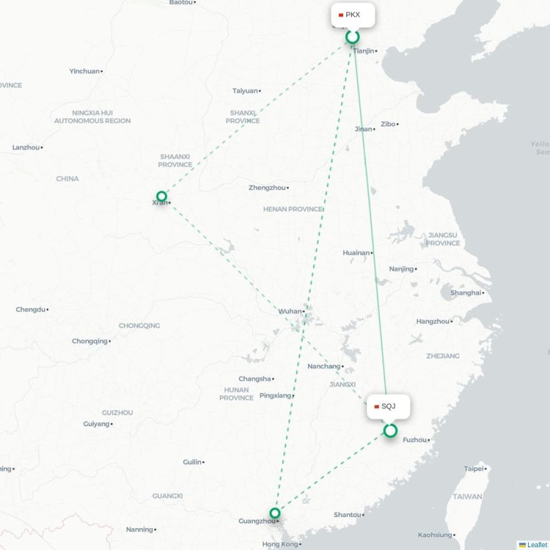 PKX - SQJ route map