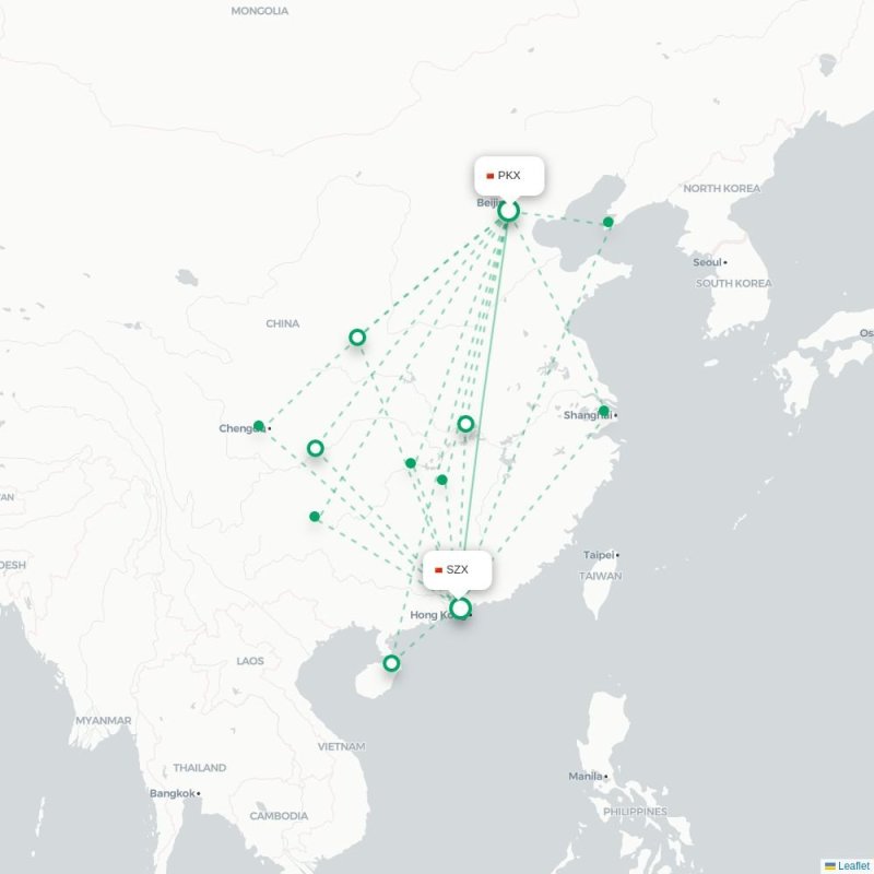 PKX - SZX route map