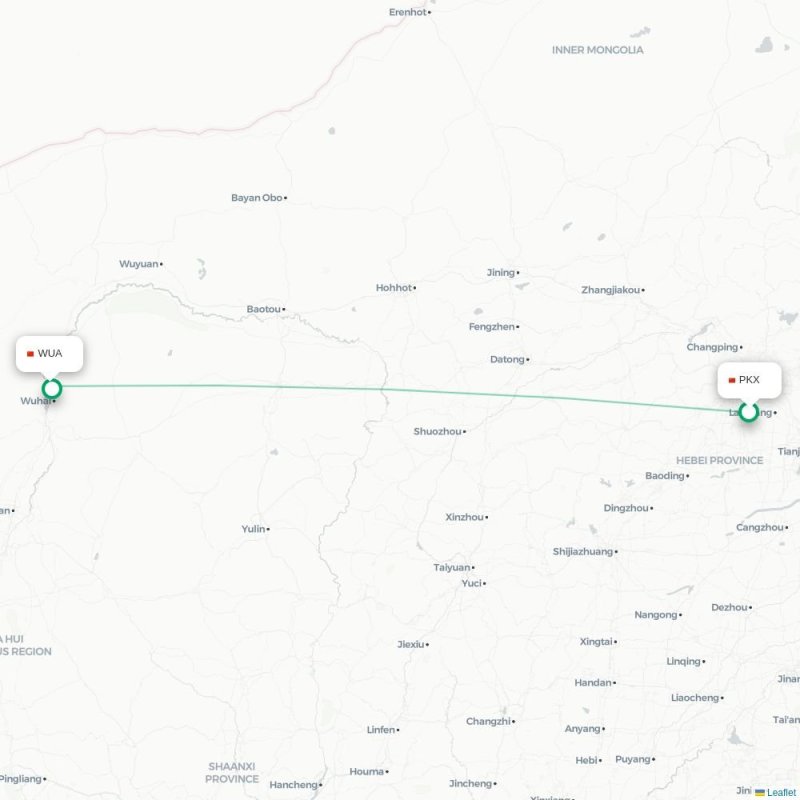PKX - WUA route map