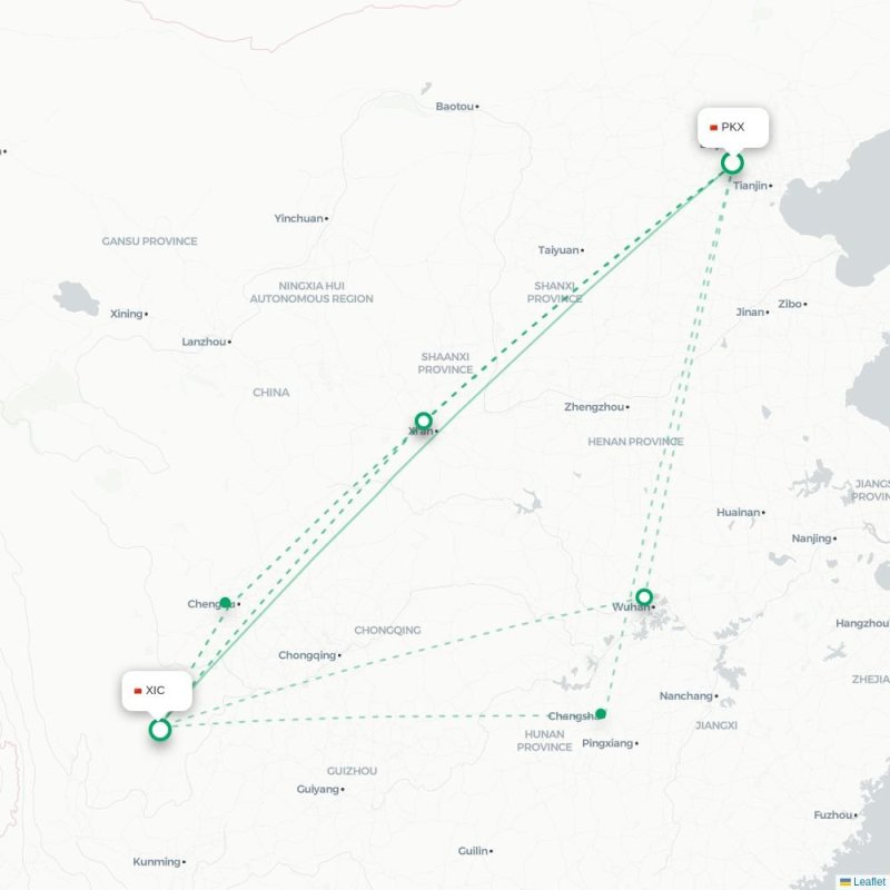 PKX - XIC route map