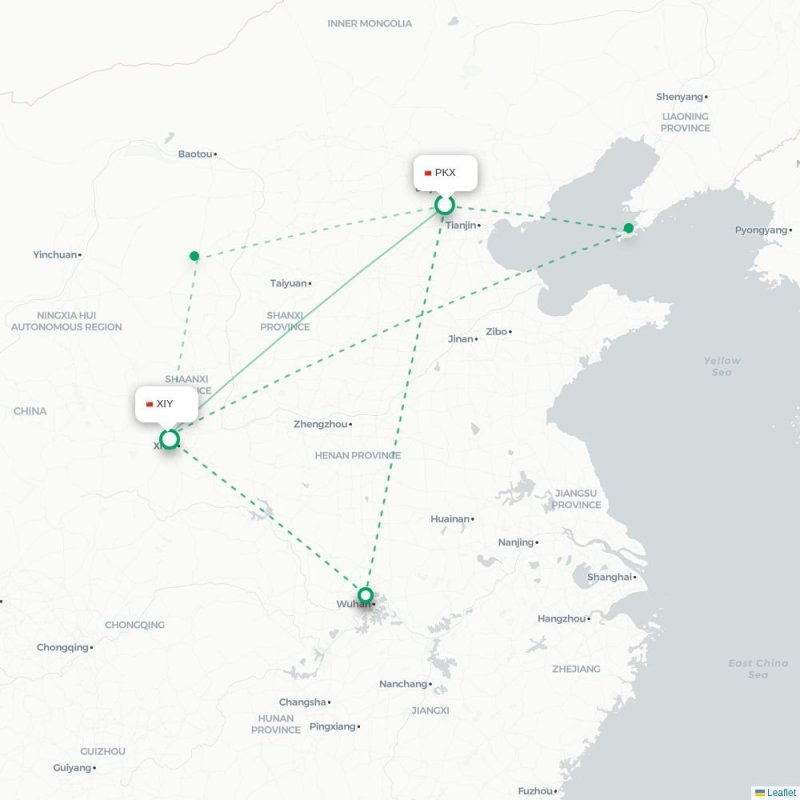 PKX - XIY route map