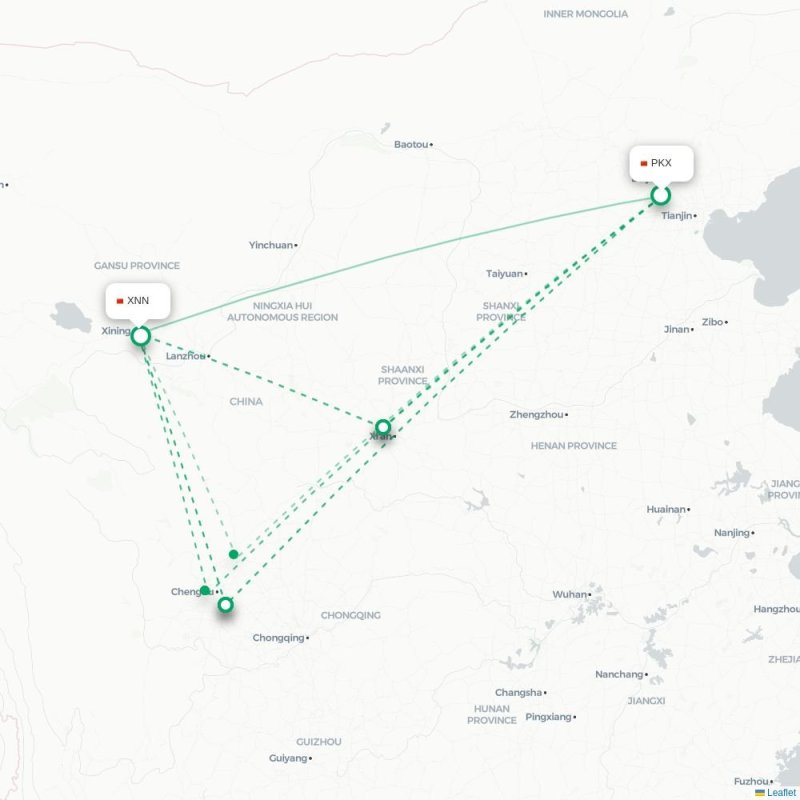 PKX - XNN route map