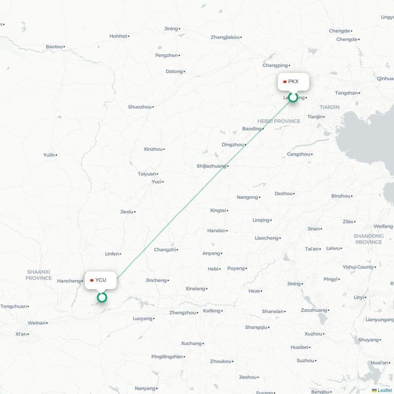 PKX - YCU route map