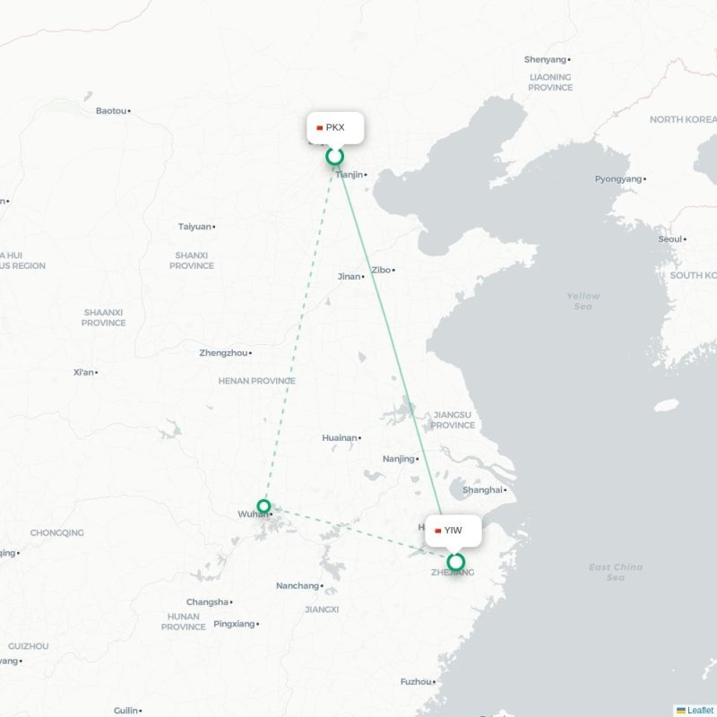 PKX - YIW route map