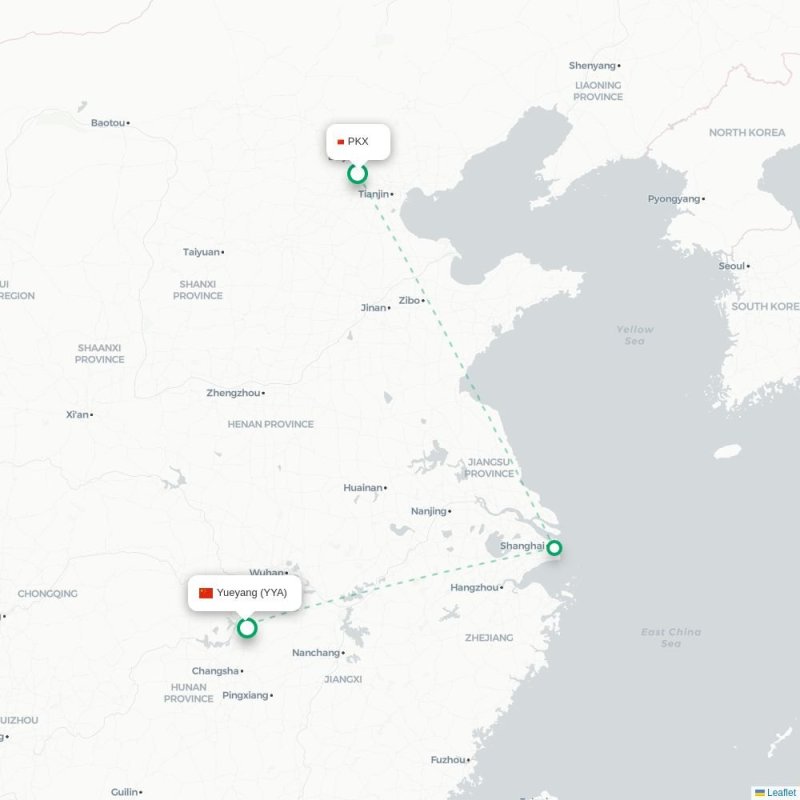 PKX - YYA route map