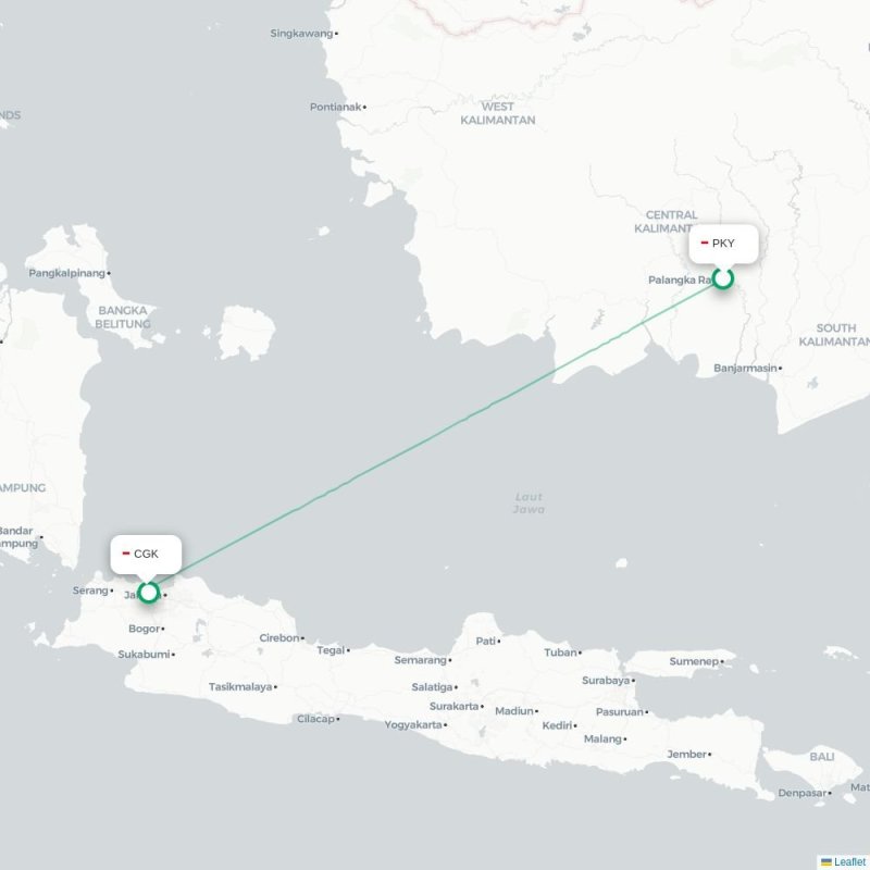 PKY - CGK route map