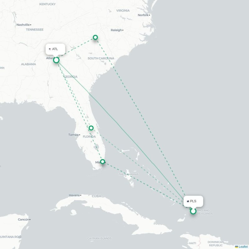 PLS - ATL route map