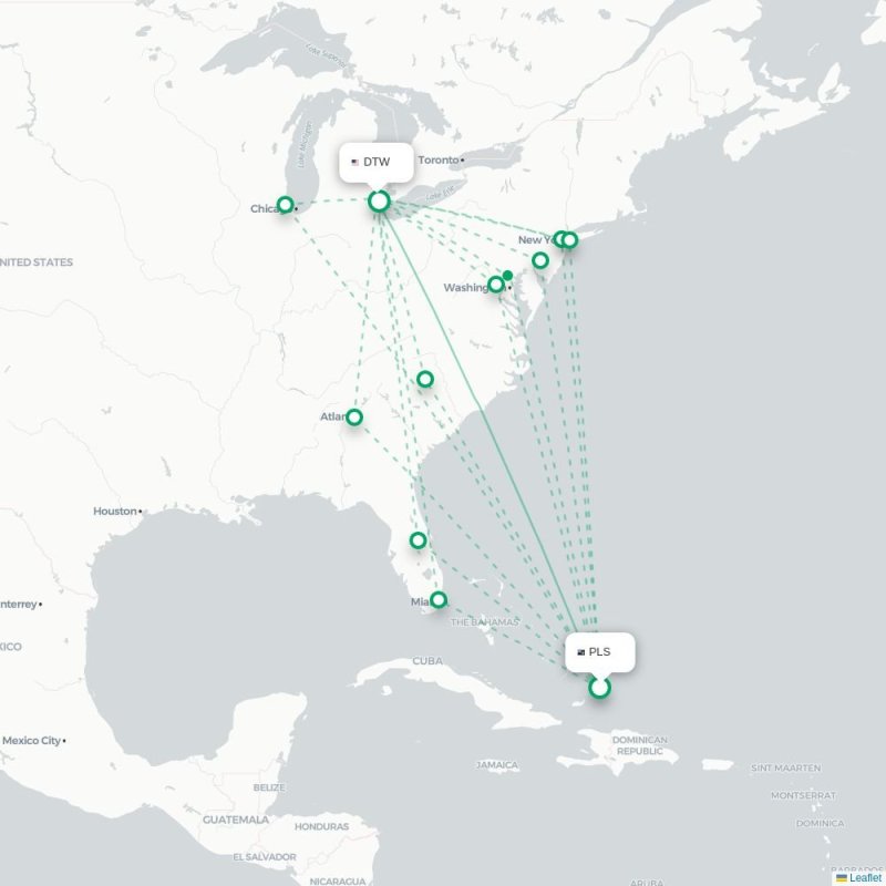 PLS - DTW route map