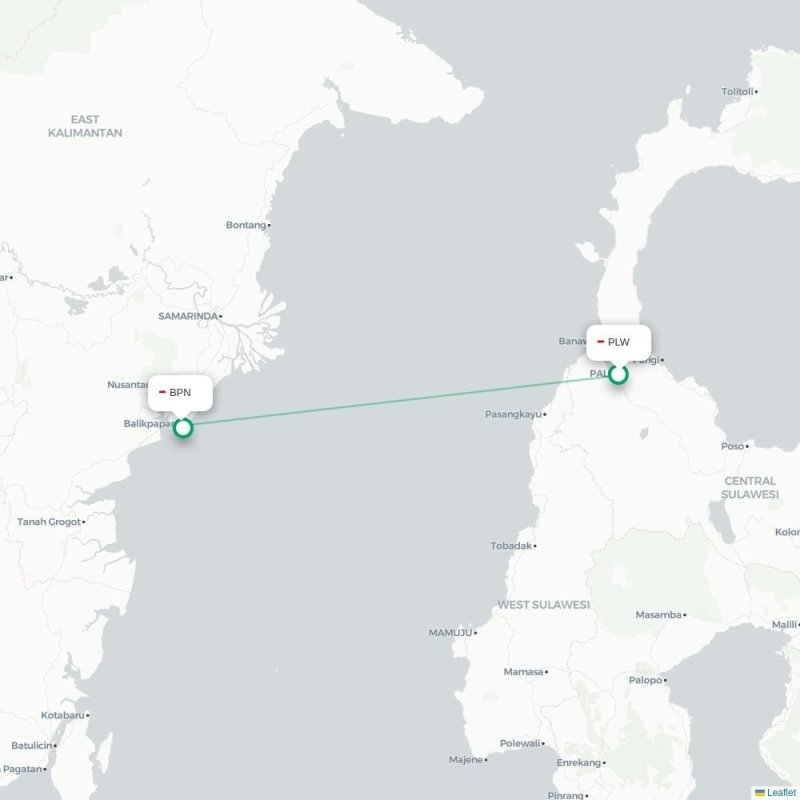 PLW - BPN route map