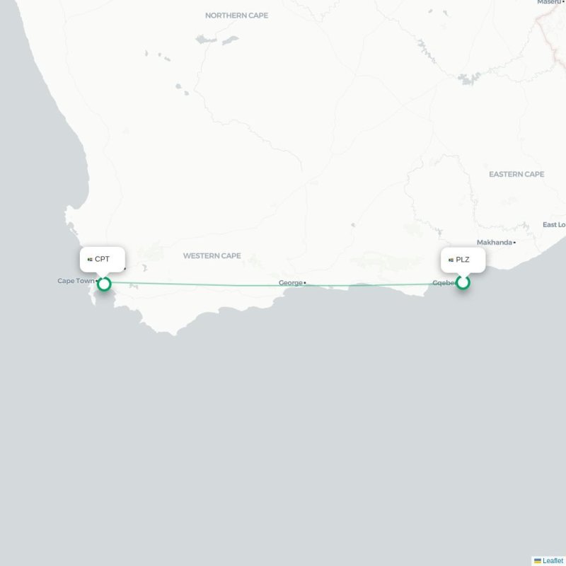 PLZ - CPT route map