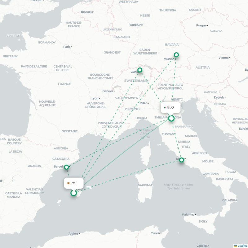 PMI - BLQ route map