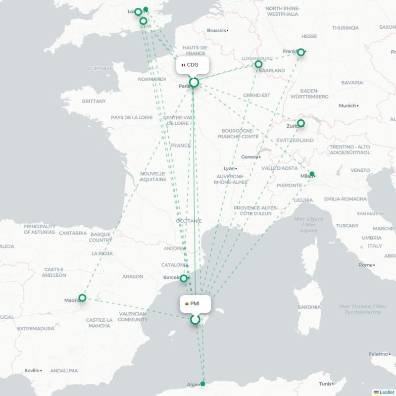 PMI - CDG route map
