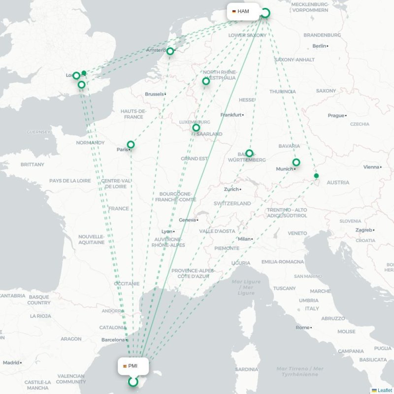 PMI - HAM route map