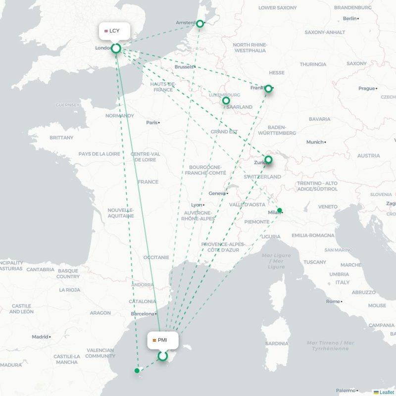 PMI - LCY route map